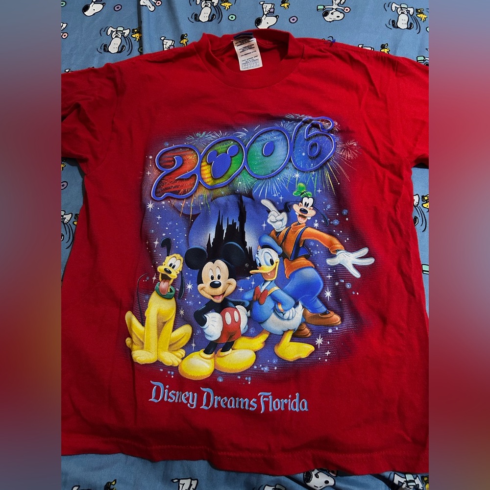 Disney Red Short Sleeve Tee with Mickey and Friends